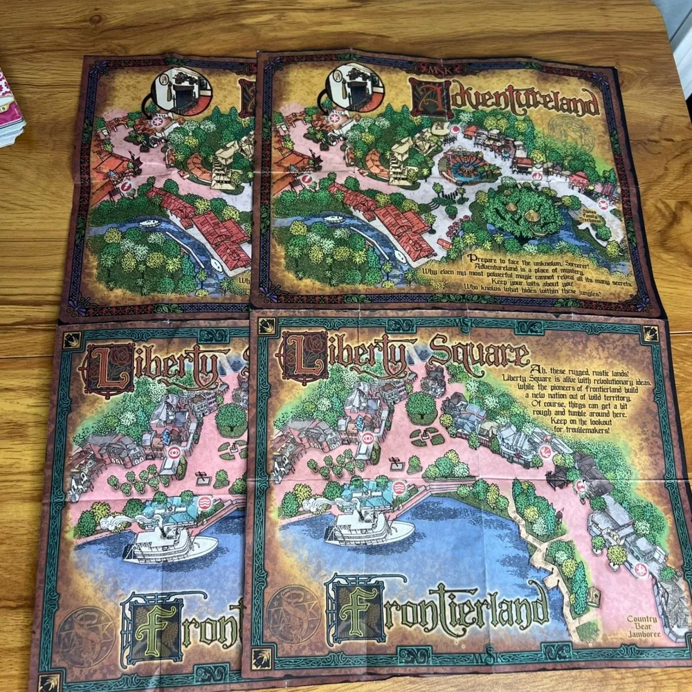Disney Sorcerers of the Magic Kingdom 59 Card Lot Maps Coins Game Rules Board